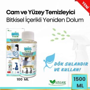 Miel Foam Bitki Bazlı, Vegan, Toksik Olmayan, Konsantre, Yüksek Performans, Çevre Dostu, Hayvan Dostu, Köpük Sprey, cam sil, doğal cam ve yüzey temizleyici (4)