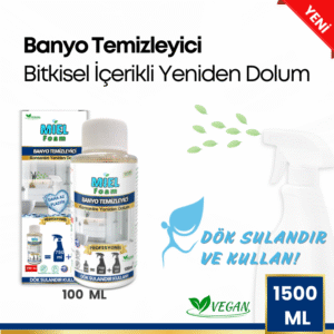 Bitki Bazlı, Vegan, Toksik Olmayan, Konsantre, Yüksek Performanslı, Çevre Dostu, Hayvan Dostu, Köpük Sprey Temizleyici, Doğal Temizleyici, Daha Az Plastik, Yeniden Doldurulabilir, Güçlü Yağ Çözücü, Duş Temizleyici, Banyo Temizleyici, Kireç Sökücü, WC Temizleyici 1
