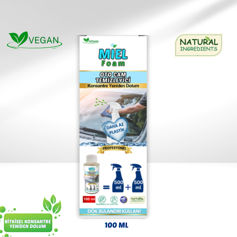Miel Foam Oto Cam Temizleyici , Bitki Bazlı, Vegan, Toksik Olmayan, Konsantre, Yüksek Performans, Çevre Dostu, Hayvan Dostu, Köpük Sprey, böcek pisliği ve kuş pisliği için en etkili temizleyici,güçlü performanslı oto cam temizleyici 7