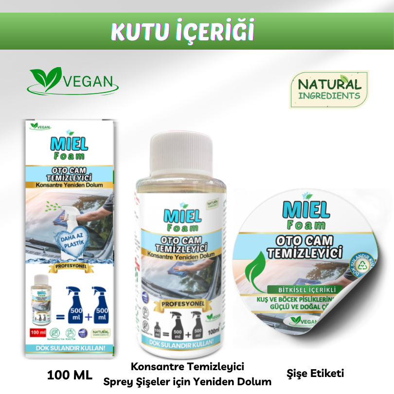 Miel Foam Oto Cam Temizleyici , Bitki Bazlı, Vegan, Toksik Olmayan, Konsantre, Yüksek Performans, Çevre Dostu, Hayvan Dostu, Köpük Sprey, böcek pisliği ve kuş pisliği için en etkili temizleyici,güçlü performanslı oto cam temizleyici 8