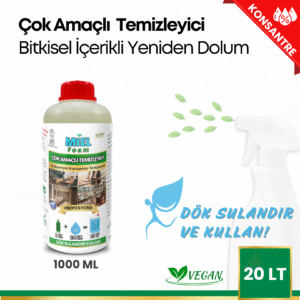 ENDÜSTRİYEL ÇOK AMAÇLI TEM,ZLEYİCİ OTEL RESTORAN VE İŞLETMELER İÇİN YEŞİL PROJELERE UYGUN BİTKİSEL TEMİZLİK ÜRÜNÜ KONSANTRE KÖPÜK SPREY